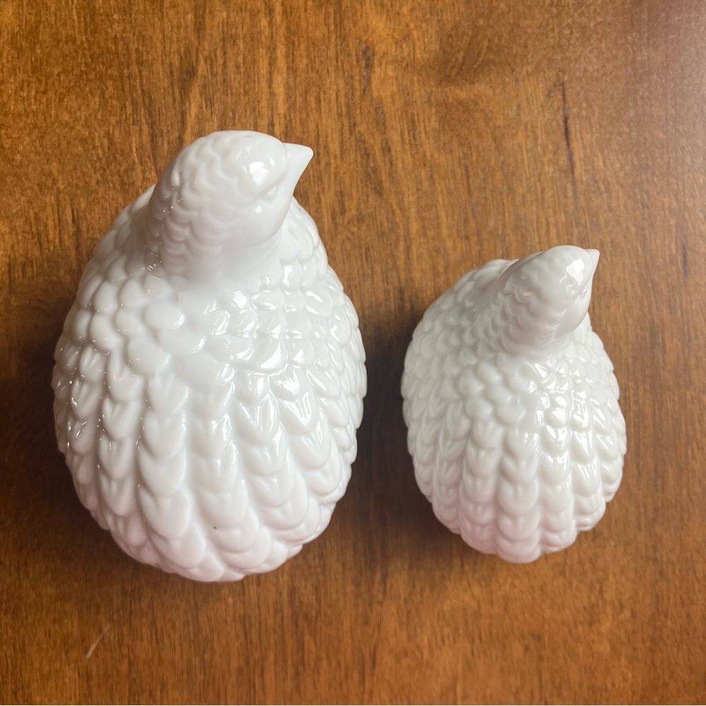Vintage MCM Midcentury White Ceramic Pair of Quails Birds Figurines - Picture 3 of 6